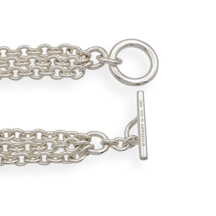 Vintage Tiffany & Co. Sterling Silver 3-Strand Heart Toggle Necklace 17”