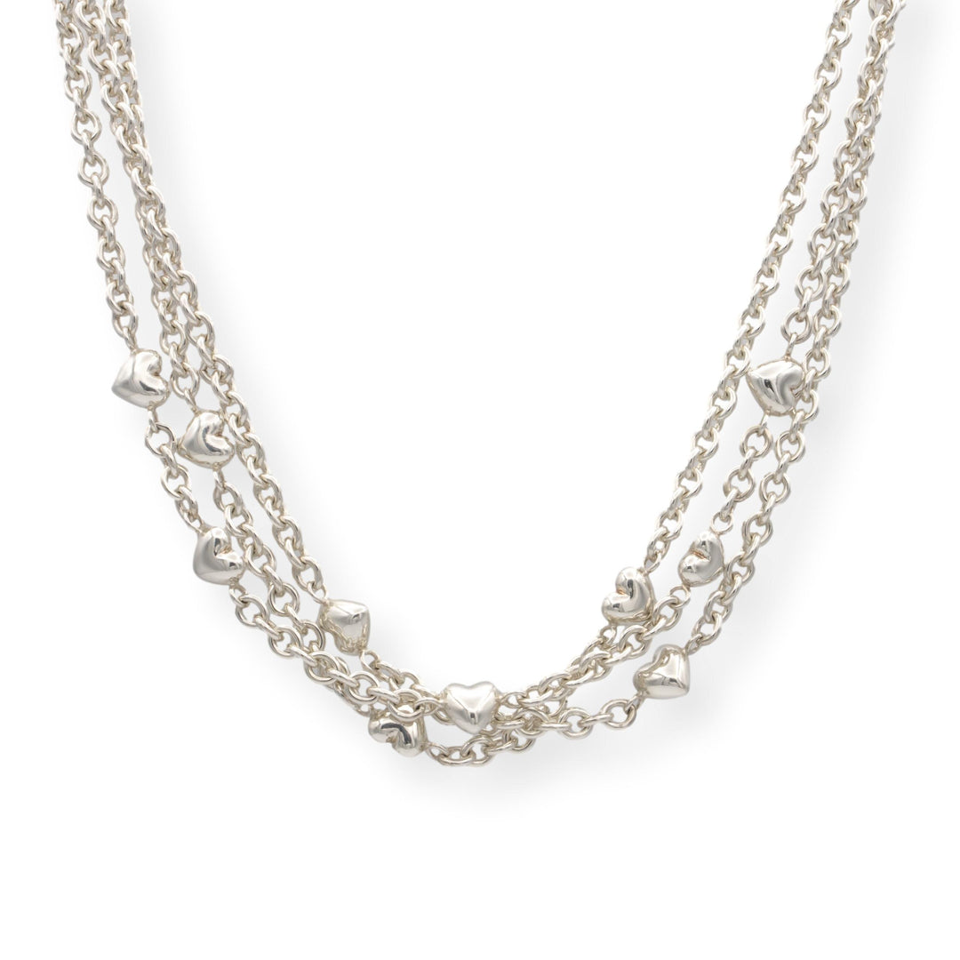 Vintage Tiffany & Co. Sterling Silver 3-Strand Heart Toggle Necklace 17”