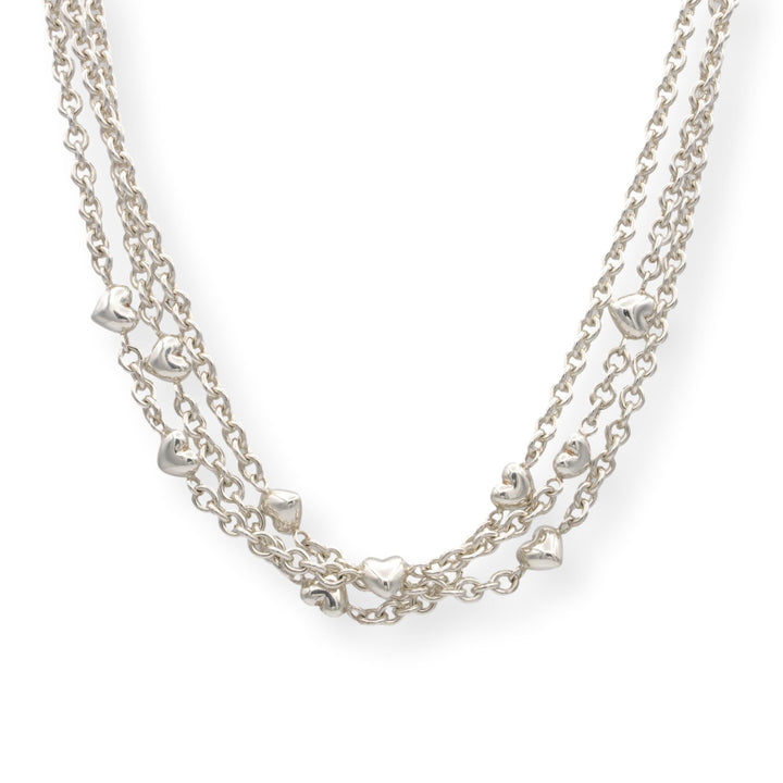 Vintage Tiffany & Co. Sterling Silver 3-Strand Heart Toggle Necklace 17”