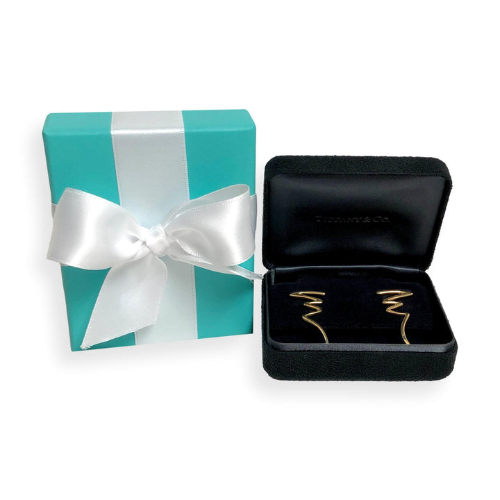 Vintage Paloma Picasso Tiffany & Co. 18K Yellow Gold Scribble Zig Zag Earrings