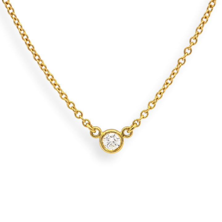 Tiffany & Co. 18KY Peretti Bezel Diamond by the Yard Necklace 16" .05ct F VS1