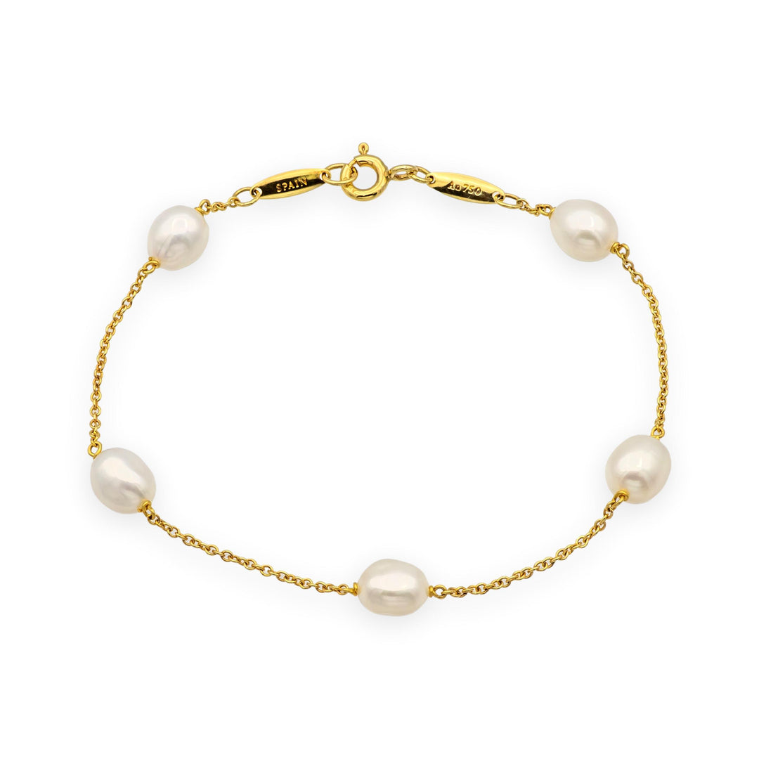 Tiffany & Co. 18K Yellow Gold Peretti Pearls by the Yard Bracelet 7"