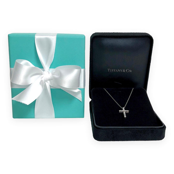 Tiffany & Co. Platinum Round Diamond .41 ct Cross Pendant Necklace – Small 18"