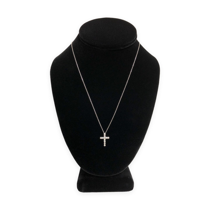 Tiffany & Co. Platinum Round Diamond .41 ct Cross Pendant Necklace – Small 18"