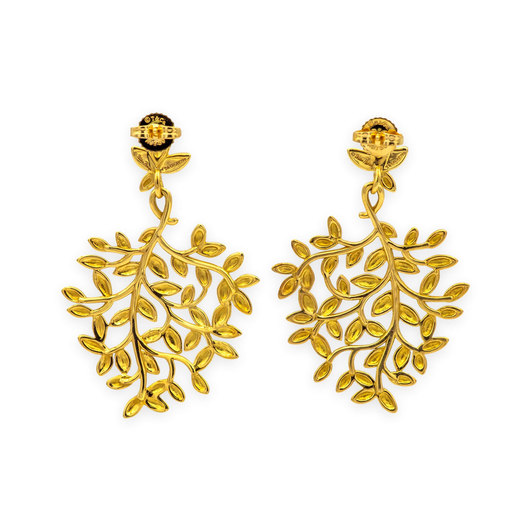 Tiffany & Co. Paloma Picasso 18K Yellow Gold Olive Leaf Large Drop Earrings