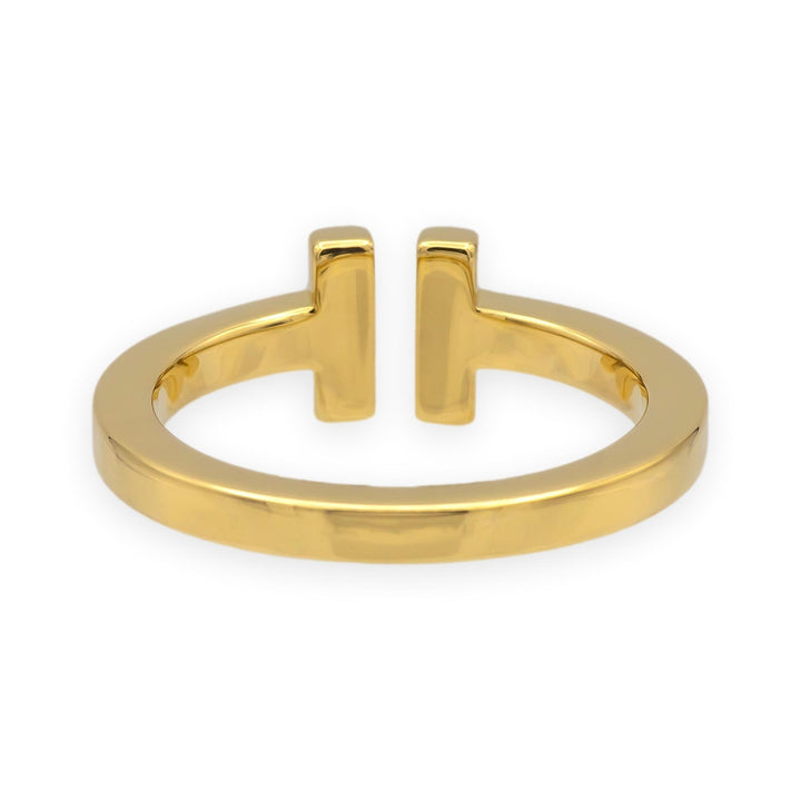 Tiffany & Co. 18K Yellow Gold Square T Ring Size 8.75, 2.5mm, Like New