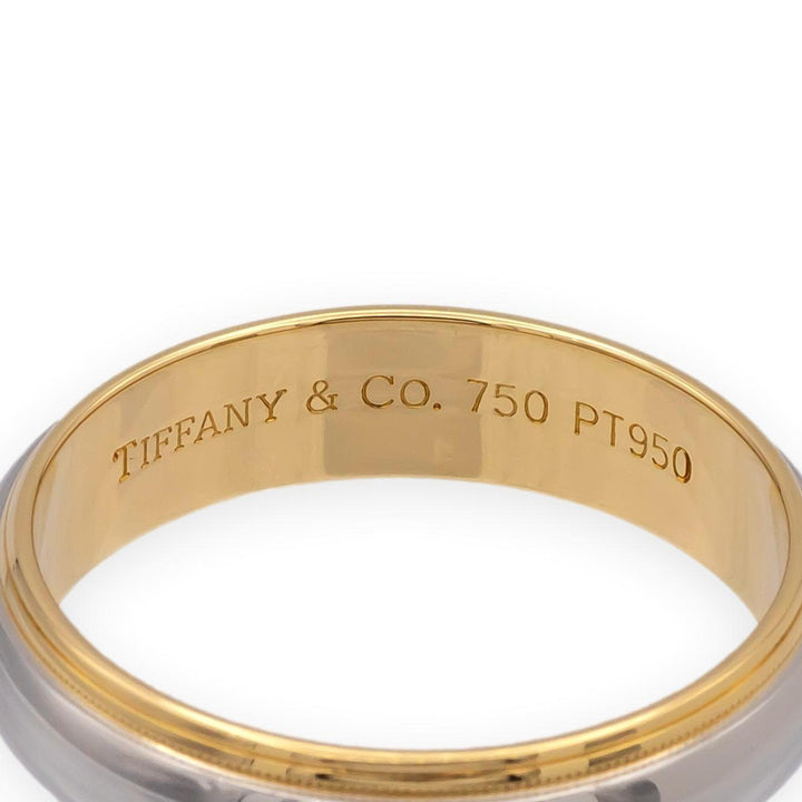 Tiffany & Co. Platinum 18K Together Double Millgrain 6mm Mens Band Ring Sz 11.75