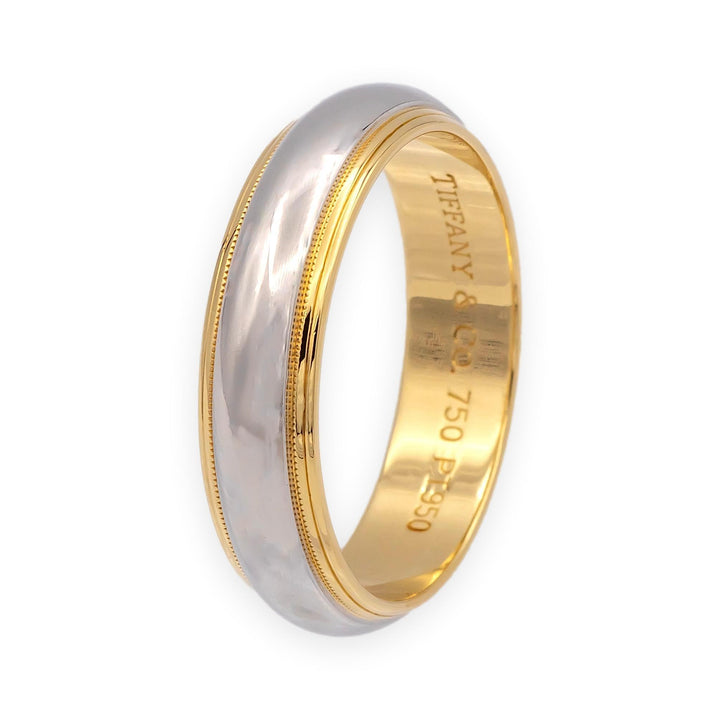 Tiffany & Co. Platinum 18K Together Double Millgrain 6mm Mens Band Ring Sz 11.75