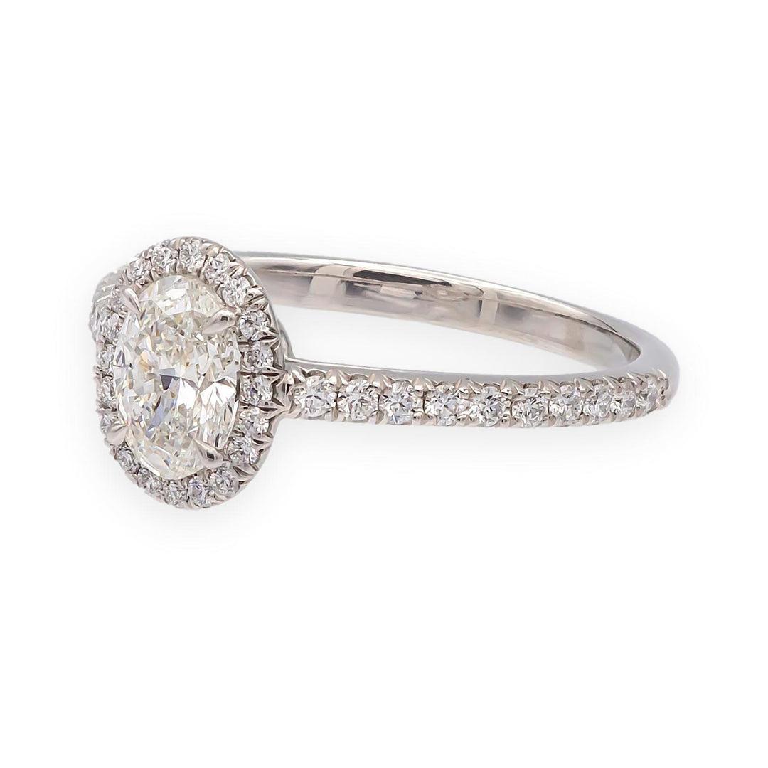 Tiffany & Co. Soleste Oval .88 cts total Diamond Engagement Ring Platinum H VVS2