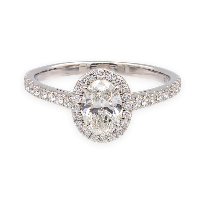 Tiffany & Co. Soleste Oval .88 cts total Diamond Engagement Ring Platinum H VVS2