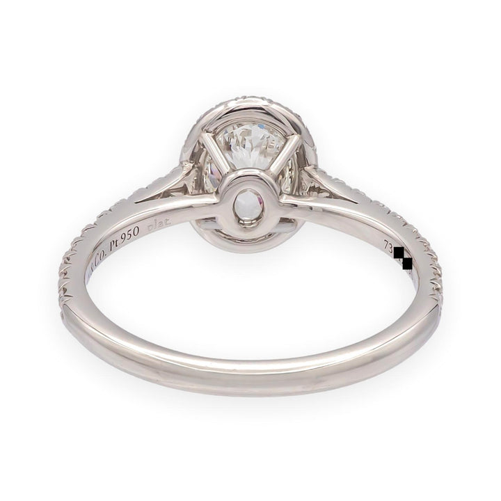 Tiffany & Co. Soleste Oval .88 cts total Diamond Engagement Ring Platinum H VVS2