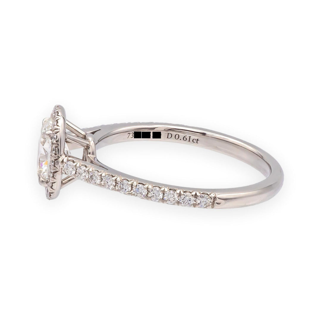 Tiffany & Co. Soleste Oval .88 cts total Diamond Engagement Ring Platinum H VVS2