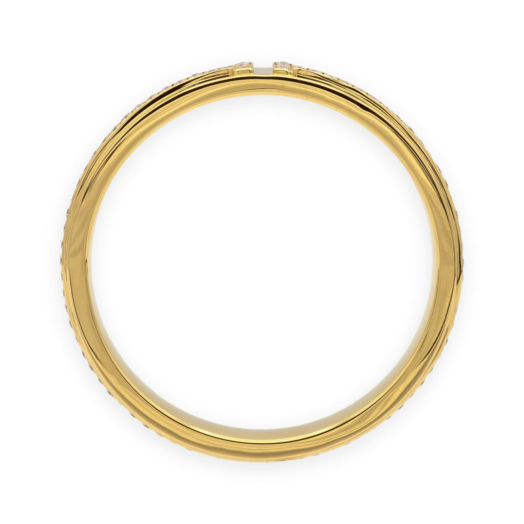 Tiffany & Co. T Narrow 18K Yellow Gold Men's Diamond Band Ring – Size 12