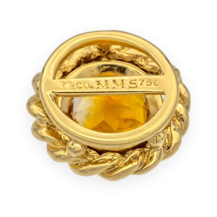 Vintage Tiffany & Co. 18K Yellow Gold Round Madeira Citrine Pendant