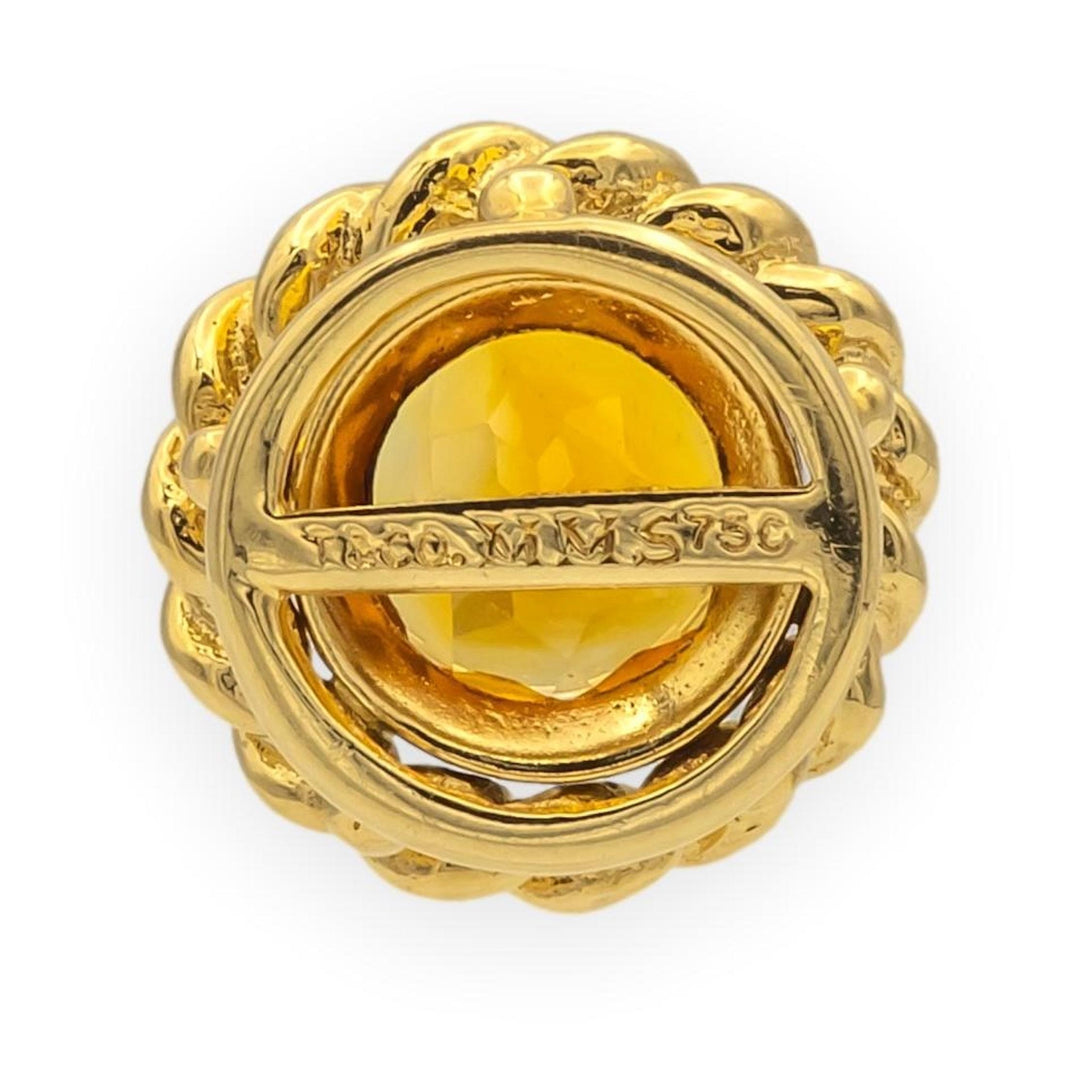 Vintage Tiffany & Co. 18K Yellow Gold Round Madeira Citrine Pendant