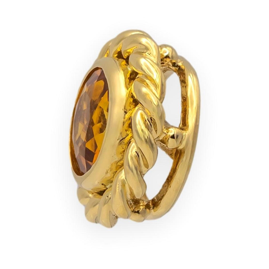 Vintage Tiffany & Co. 18K Yellow Gold Round Madeira Citrine Pendant