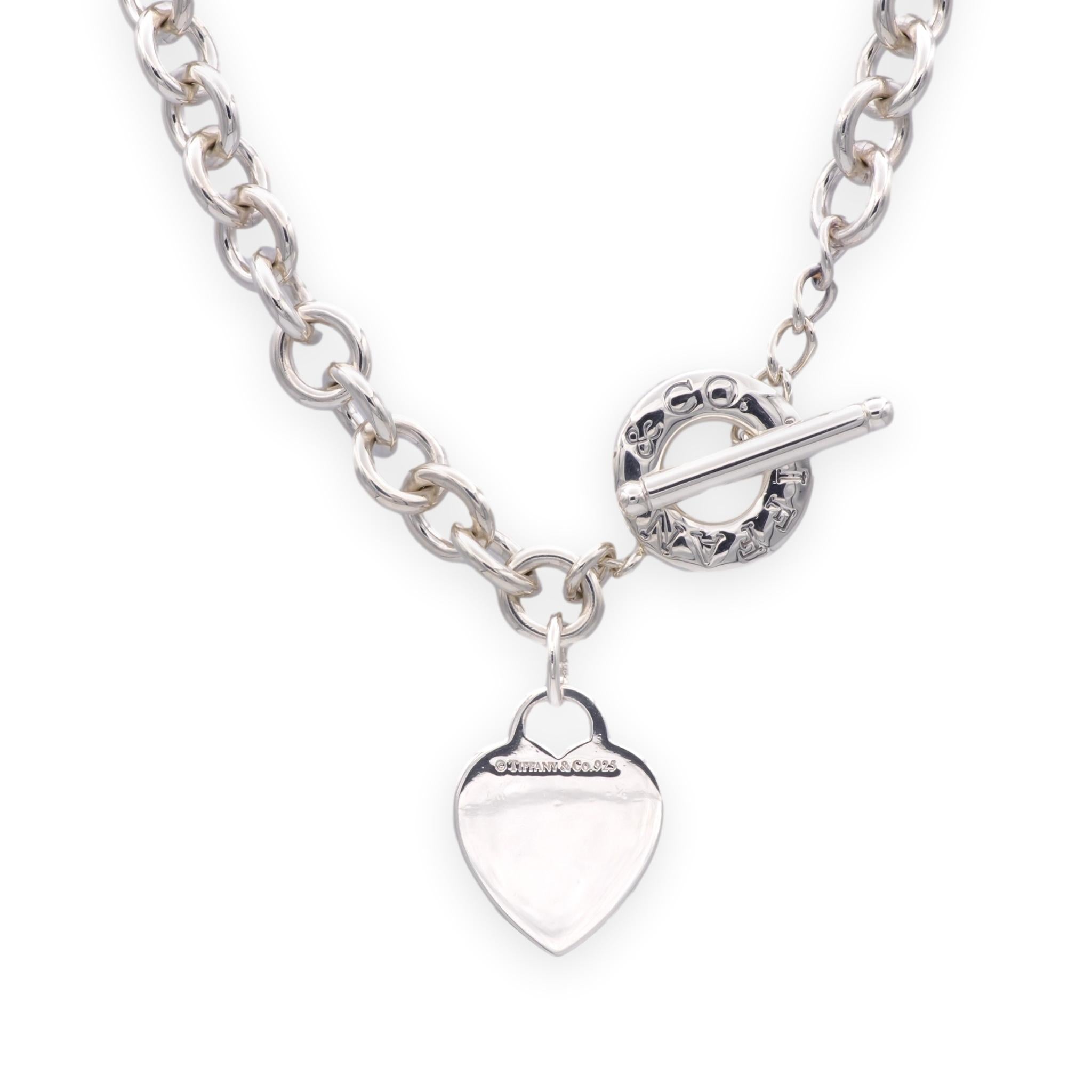 Tiffany & Co. Sterling Silver Heart Tag Charm Large Link Necklace