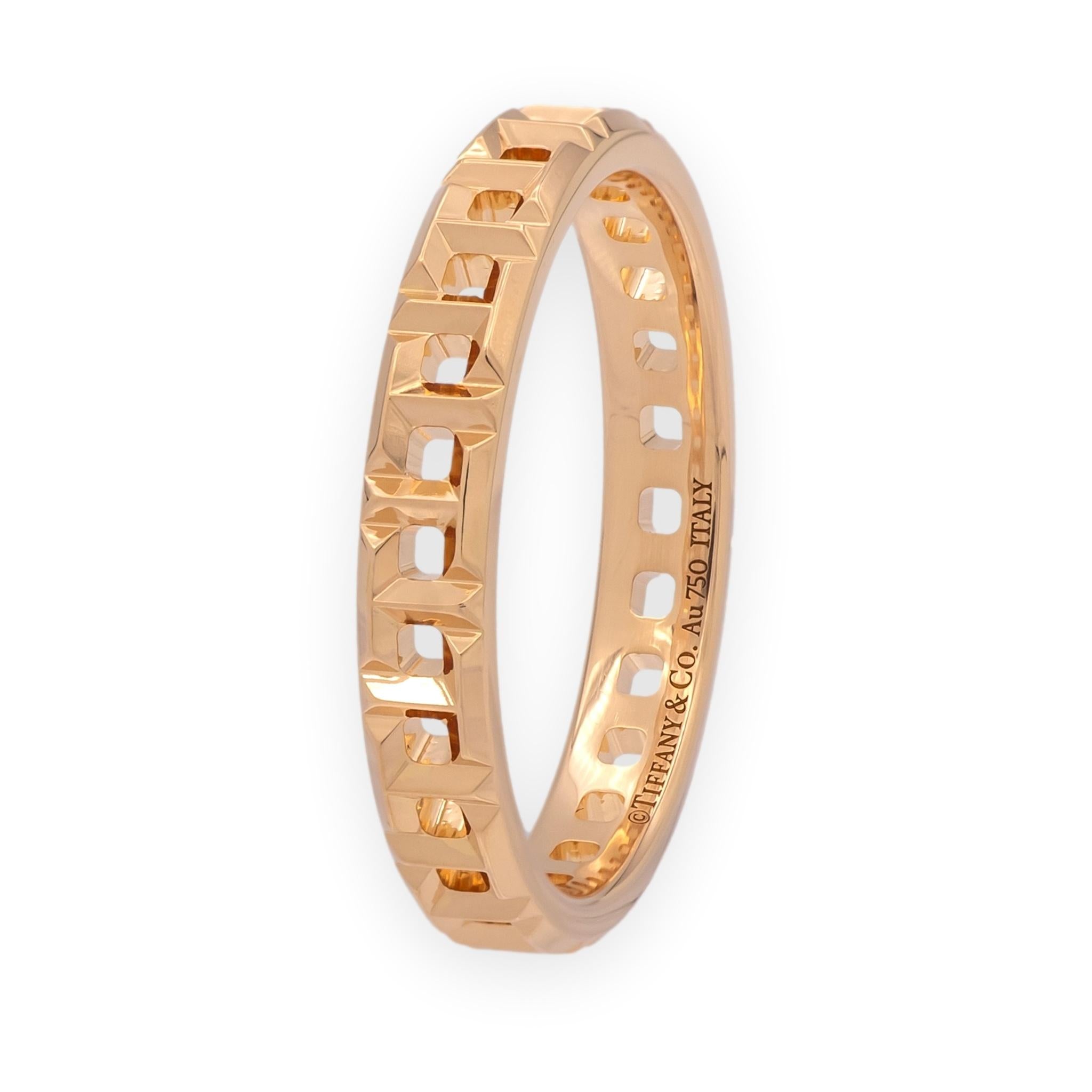 Tiffany & Co. 18K Rose Gold T True Narrow Band ring Size 8 – The