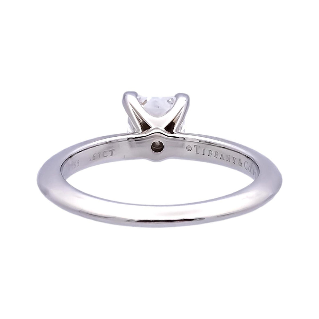 Tiffany & Co. Platinum Diamond Princess Cut Engagement Ring .67ct GVS2