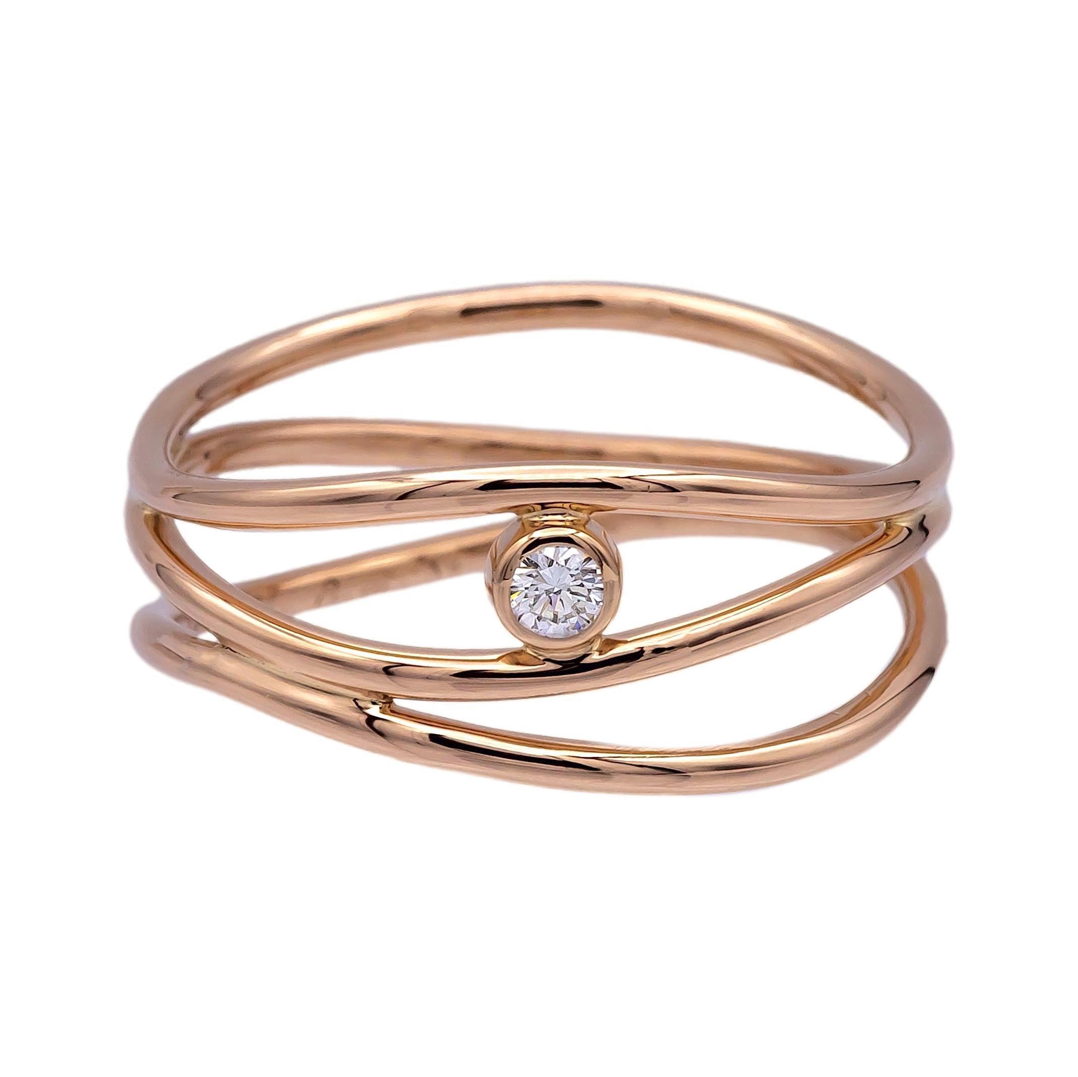 Tiffany Co Elsa Peretti 18K Rose Gold Three Row Diamond Band Ring Si The Diamond Oak