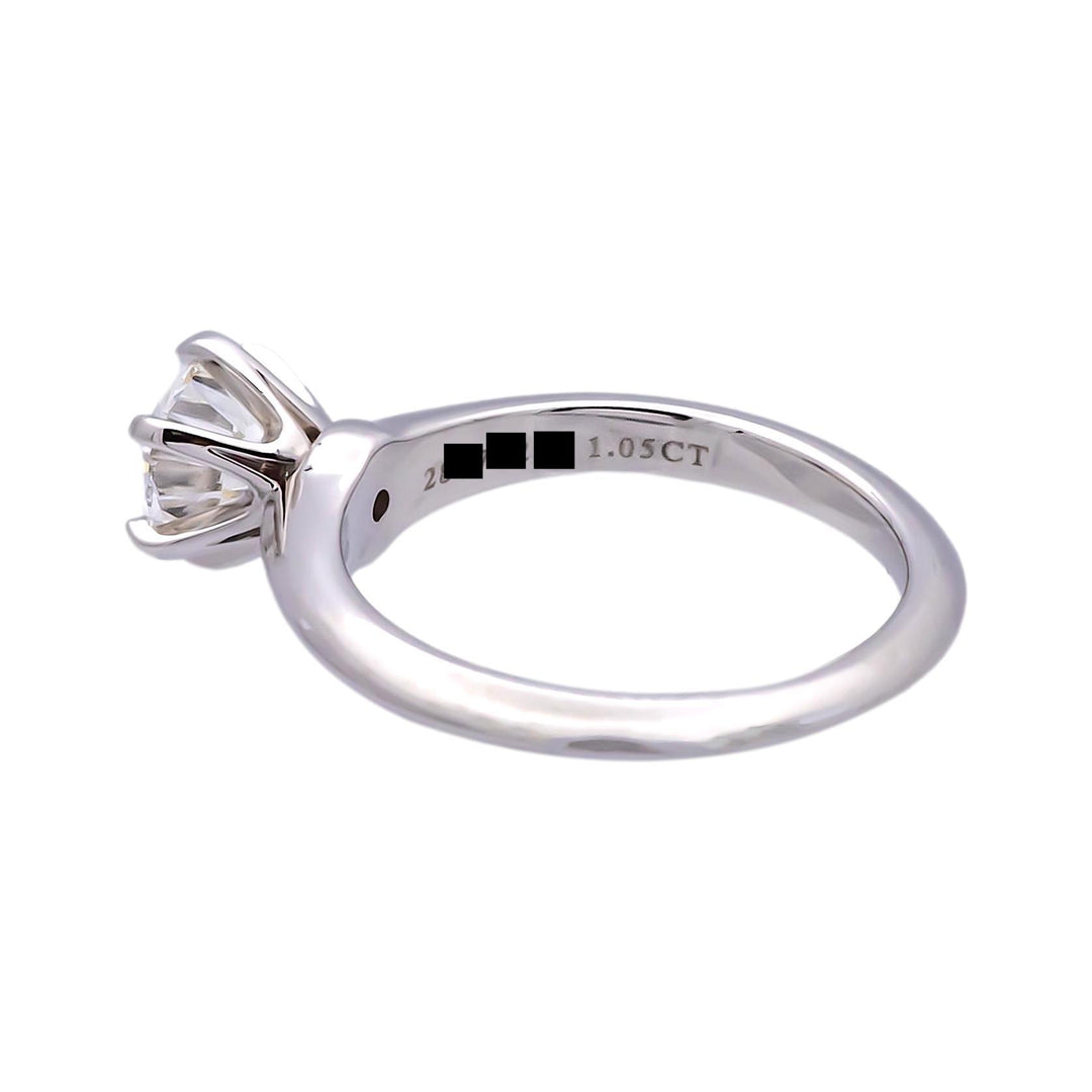 Tiffany and Co. Platinum Solitaire Round Diamond Engagement Ring 1.05 FVS2