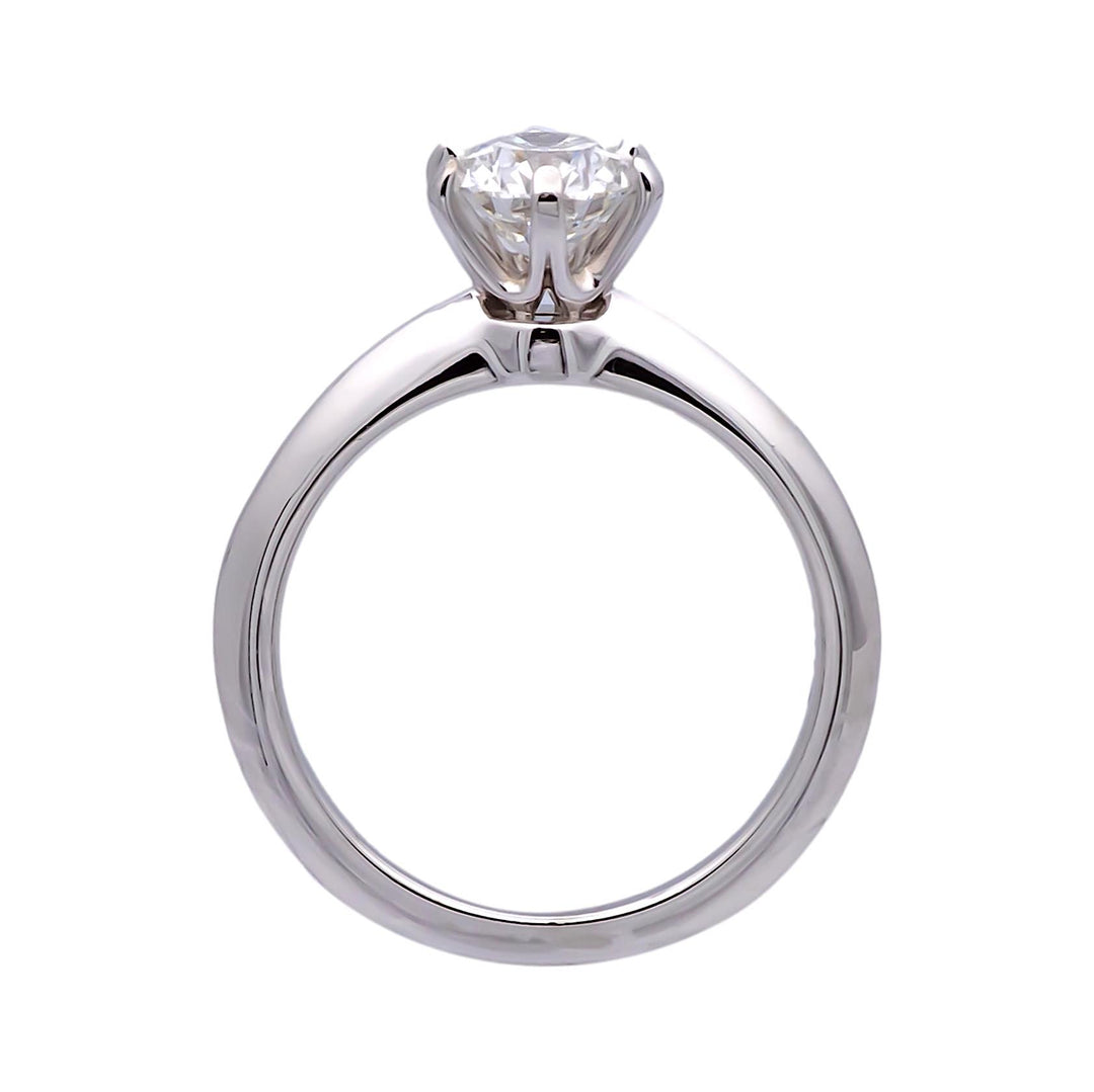 Tiffany and Co. Platinum Solitaire Round Diamond Engagement Ring 1.05 FVS2