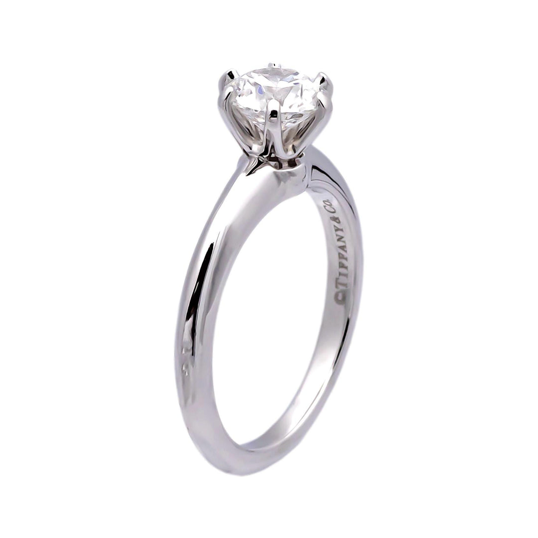 Tiffany and Co. Platinum Solitaire Round Diamond Engagement Ring 1.05 FVS2