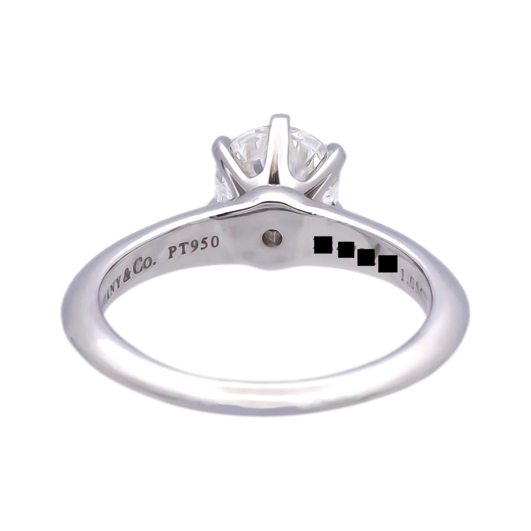 Tiffany and Co. Platinum Solitaire Round Diamond Engagement Ring 1.05 FVS2