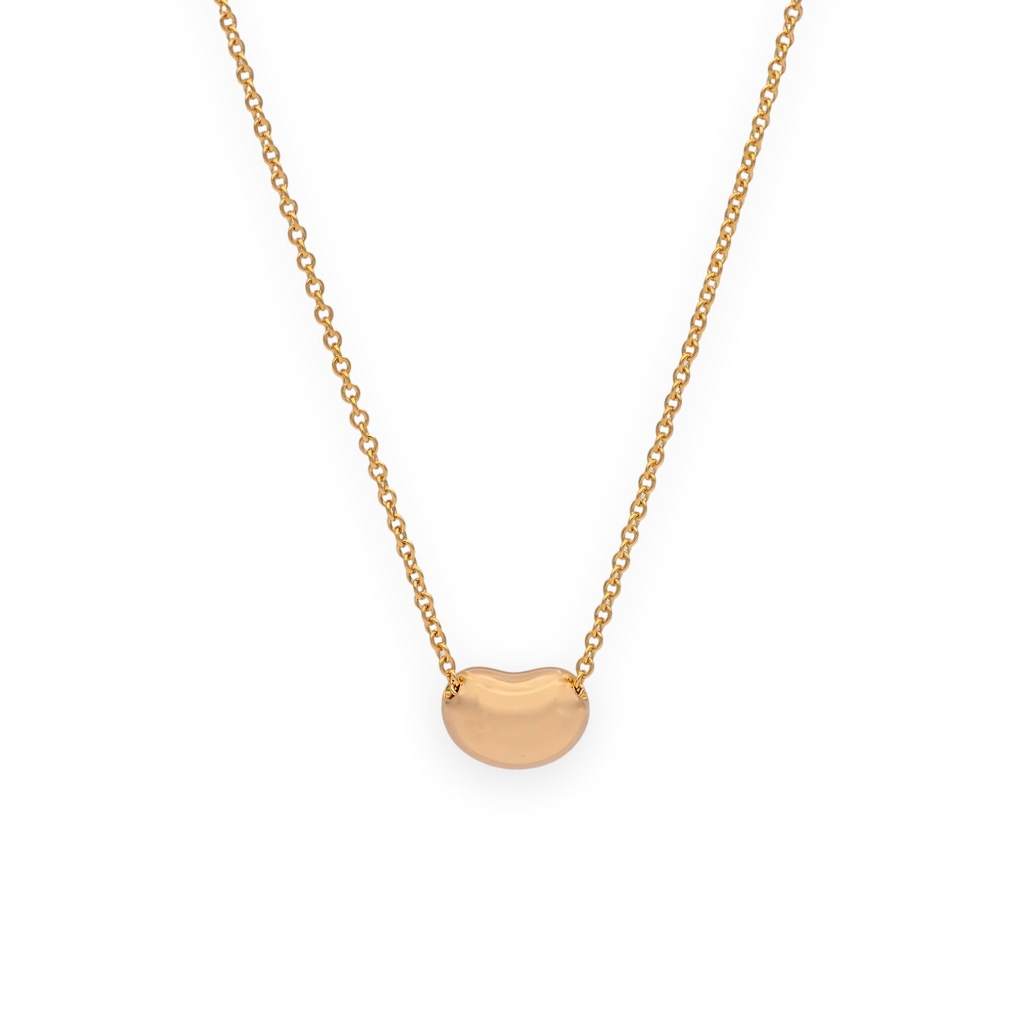 Tiffany and Co. Elsa Peretti Bean Pendant Necklace in 18K Rose