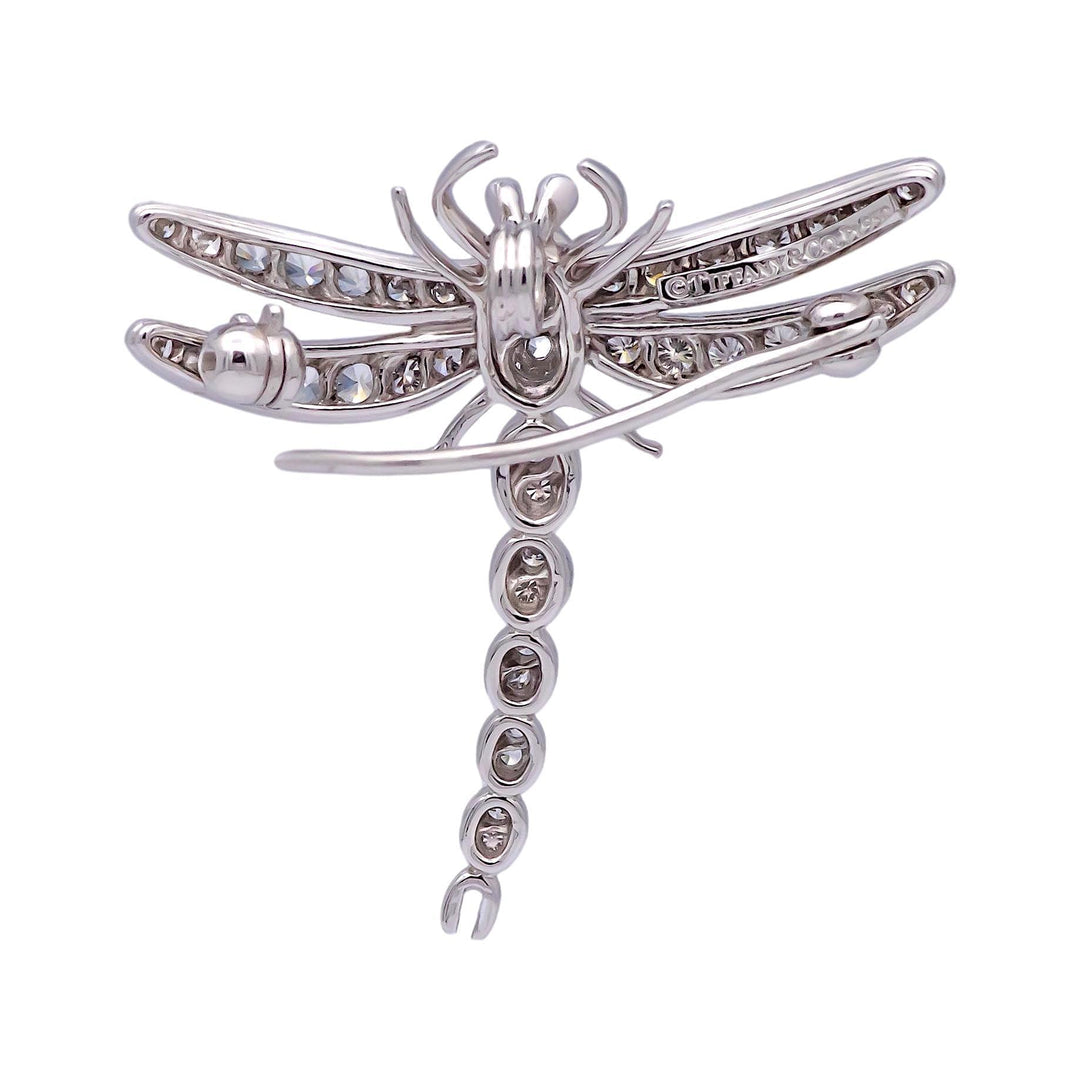 Vintage Tiffany & Co. Platinum Dragonfly Diamond Sapphire Brooch Pendant 1990's
