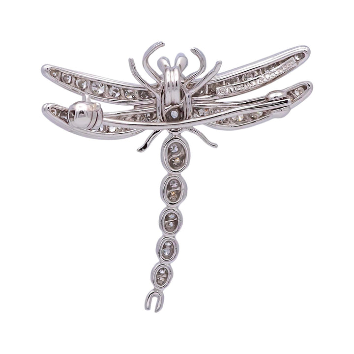 Vintage Tiffany & Co. Platinum Dragonfly Diamond Sapphire Brooch Pendant 1990's