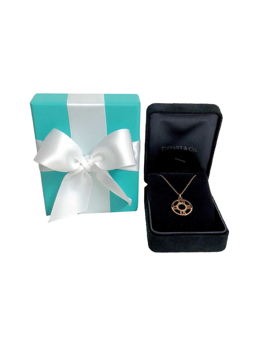 Vintage Tiffany & Co. 18K Rose Gold Atlas Diamond Pendant Necklace 16"