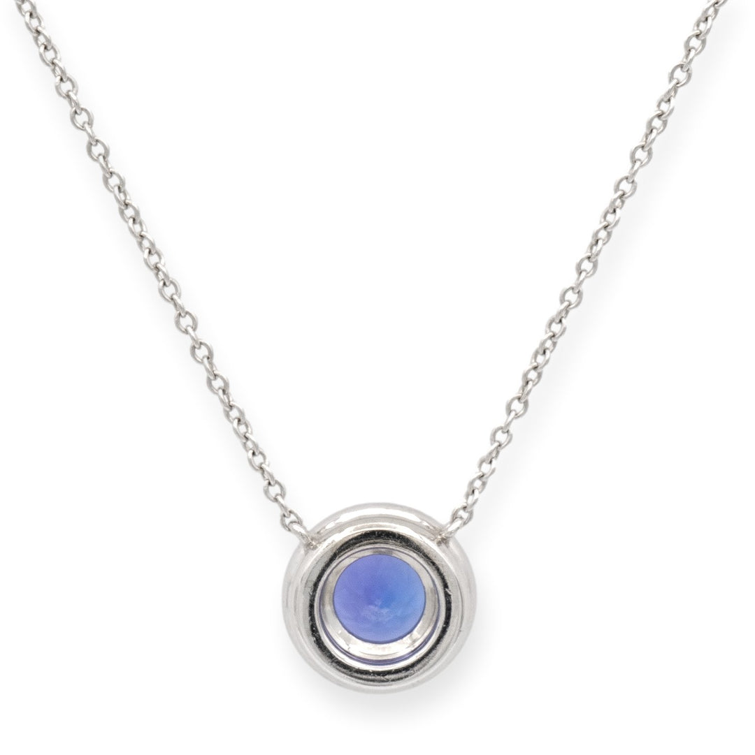 Tiffany & Co. Platinum Soleste Round Tanzanite Diamond Pendant Necklace 16" Long
