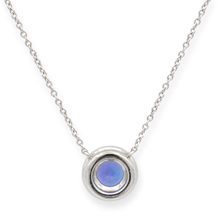 Tiffany & Co. Platinum Soleste Round Tanzanite Diamond Pendant Necklace 16" Long