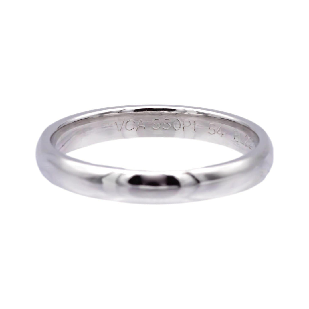 Van Cleef & Arpels Tendrement Platinum 3mm Wedding Band Ring Size 6.5