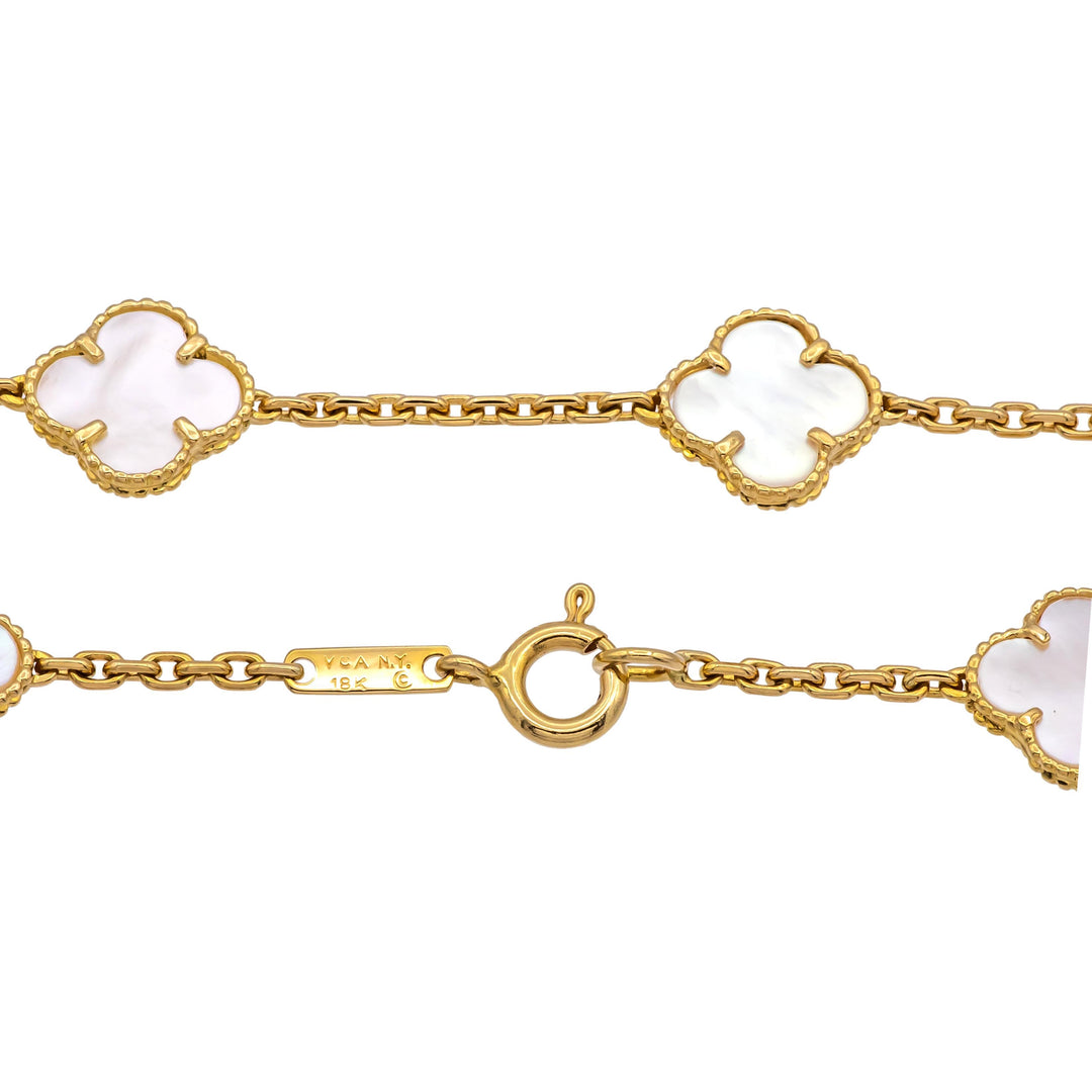 Van Cleef & Arpels 18K Yellow Gold Vintage Alhambra 10 Motif  Necklace Ca. 2000