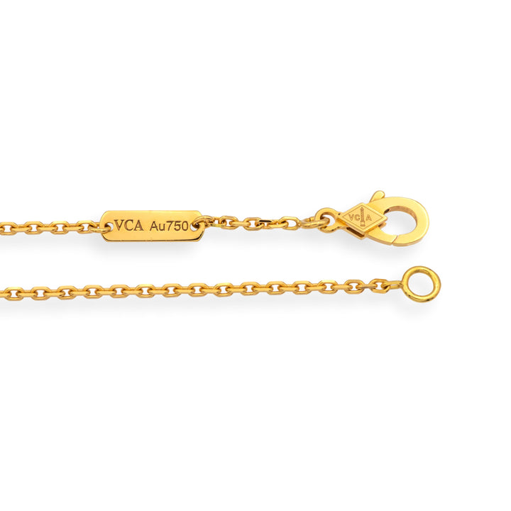 Van Cleef & Arpels 18KY Gold Vintage Alhambra MOP Pendant Necklace box +papers