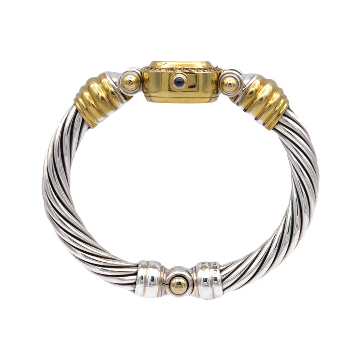 Vintage David Yurman Ladies 18K Yellow Gold Sterling Silver Diamond Wrist Watch