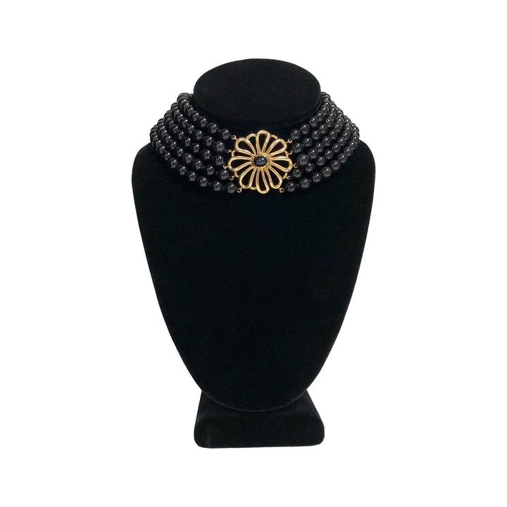 Vintage Tiffany & Co. Paloma Picasso 5-Strand Onyx + 18K Y Gold Choker Necklace