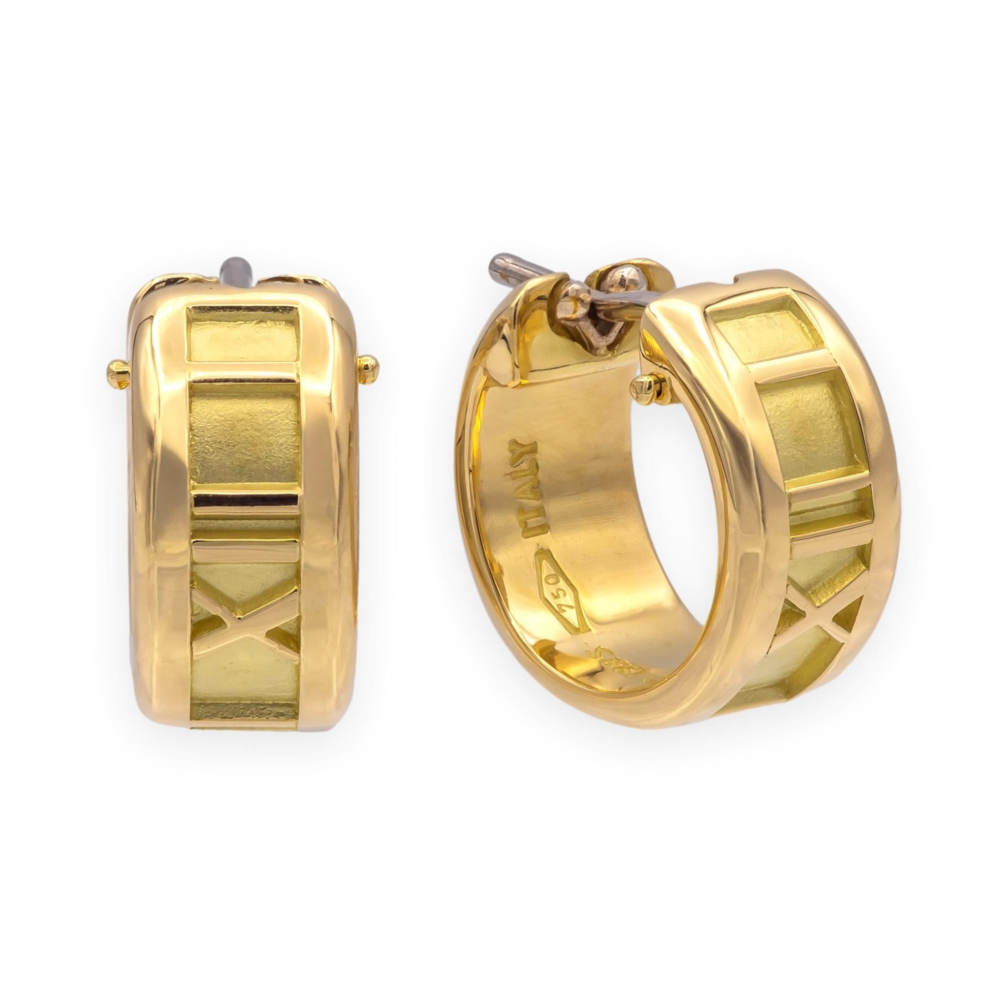 Vintage Tiffany & Co. 18K Yellow Gold Atlas Small Hoop Earrings ½