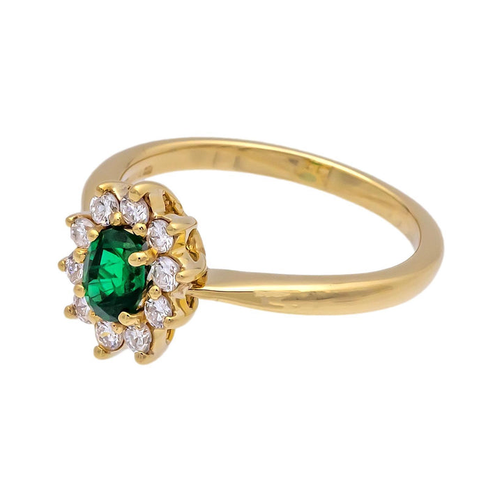 Vintage Tiffany & Co. Emerald and Diamond Cluster Ring 1980's