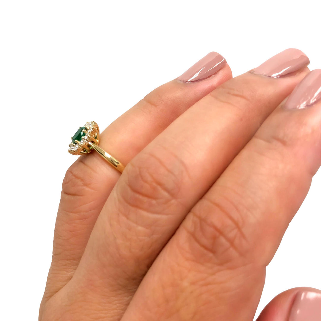 Vintage Tiffany & Co. Emerald and Diamond Cluster Ring 1980's