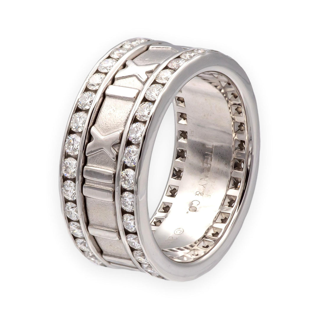 Vintage Tiffany & Co. 18K White Gold Wide Atlas 1.53 ct Diamond Ring 8.4mm Sz 6