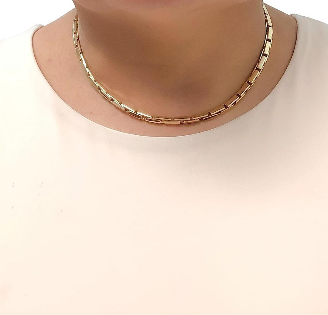 Cartier Agrafe 18K Yellow Gold Link Necklace 16" Long