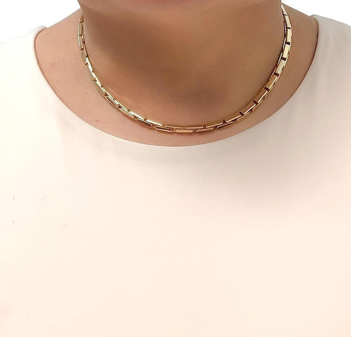 Cartier Agrafe 18K Yellow Gold Link Necklace 16" Long