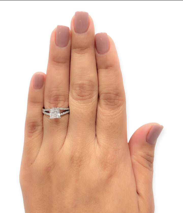 ForeverMark Devotion 18K Princess Cut Diamond Engagement Ring 1.52 Cts.FVVS2