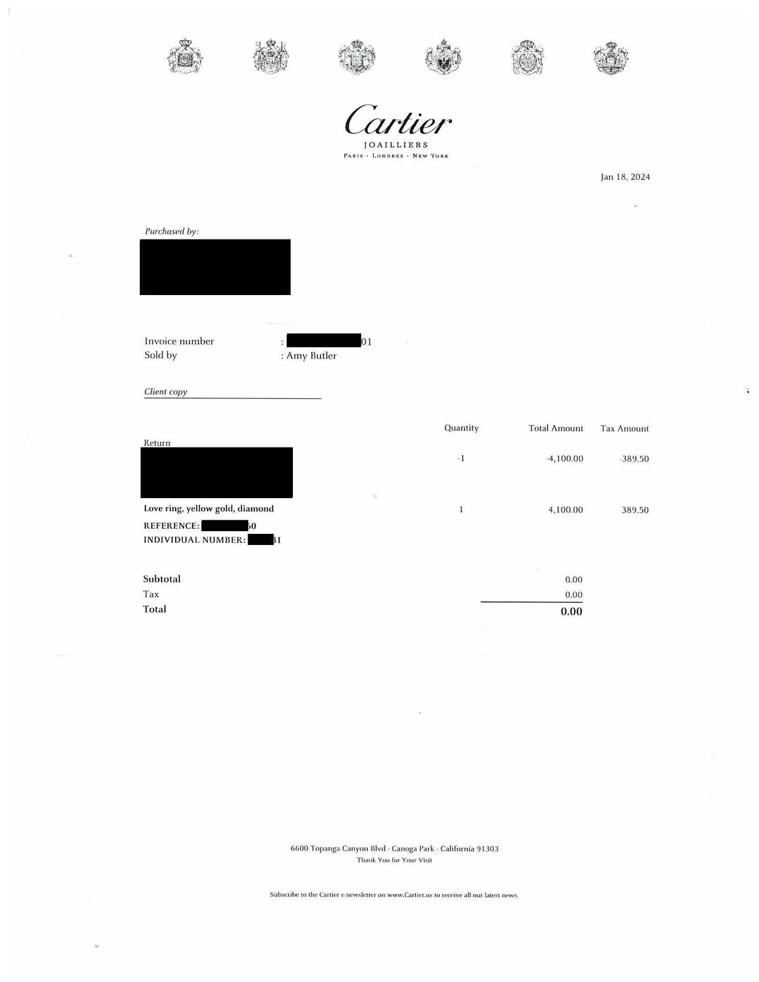 Cartier Love Ring 18K Yellow Gold 3 Diamonds Band Size 60 | US 9.25 Box & Papers