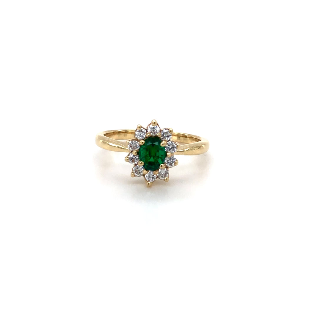 Vintage Tiffany & Co. Emerald and Diamond Cluster Ring 1980's
