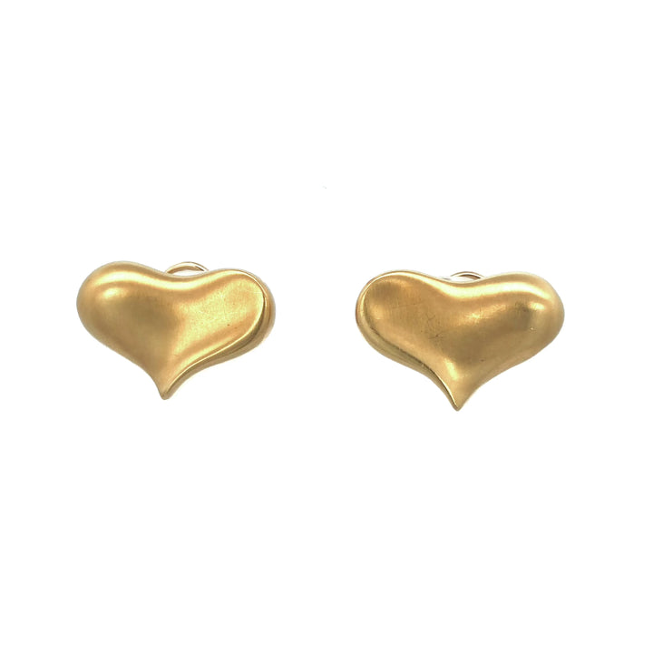 Vintage Angela Cummings 18K Yellow Gold Heart Clip Earrings C.1985