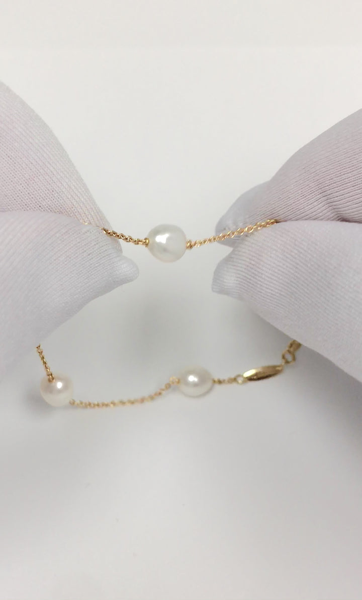 Tiffany & Co. 18K Yellow Gold Peretti Pearls by the Yard Bracelet 7"